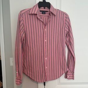 Ralph Lauren Pink Striped Button Down Fitted Shirt Size 8